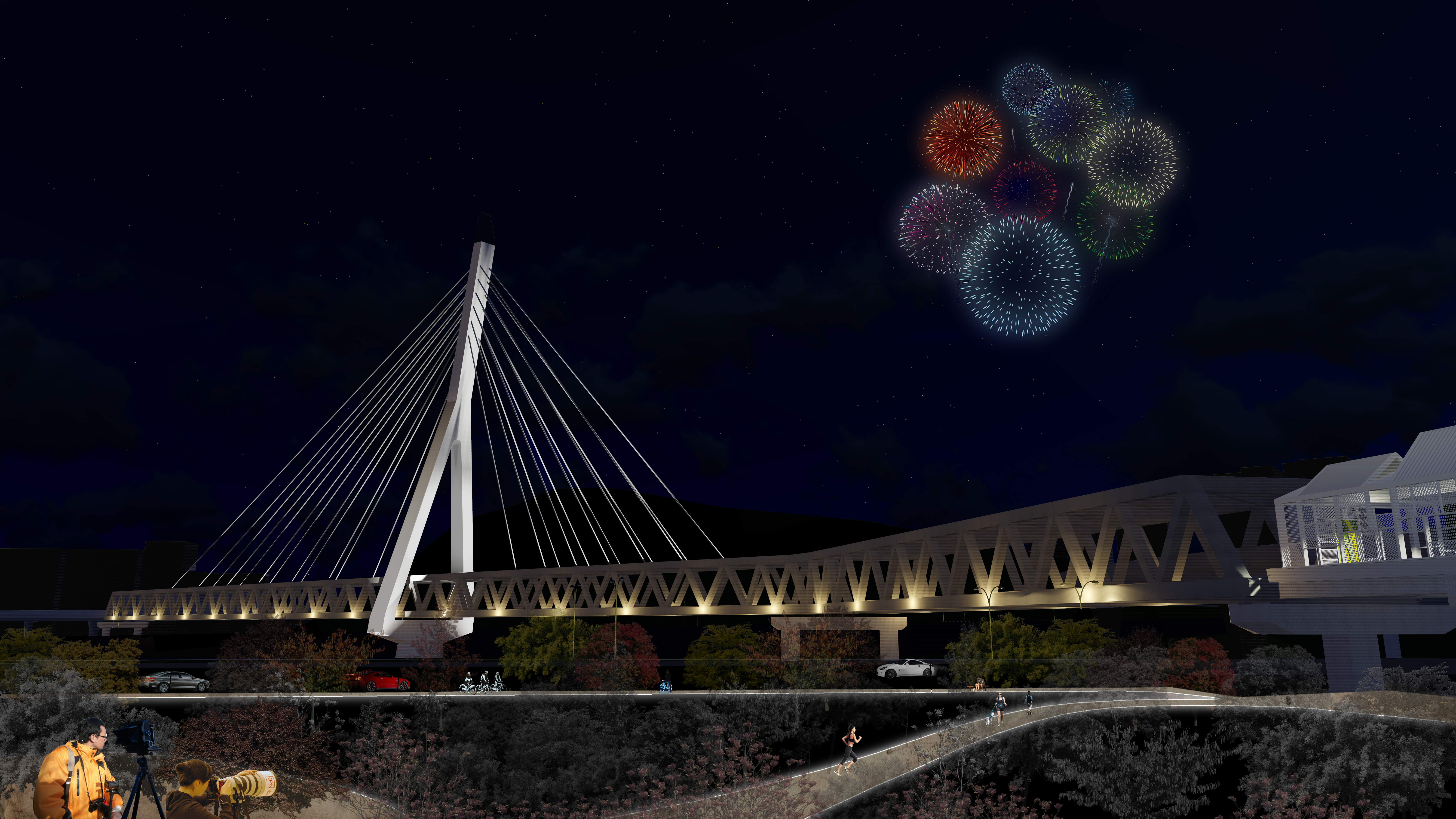 安心橋夜間光雕計劃之模擬示意圖。
