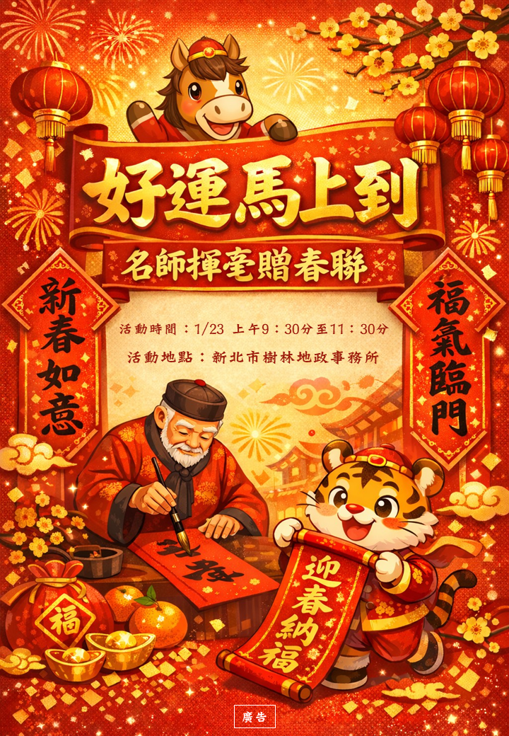 好運馬上到名師揮毫贈春聯(海報)