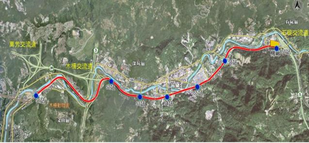 深坑輕軌路線圖。(本計畫尚未核定，相關資料僅供參考)