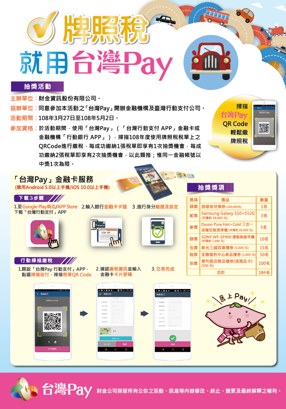 台灣pay繳牌照稅抽獎活動