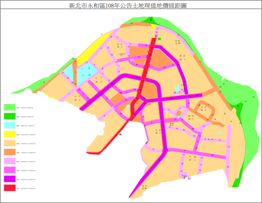 圖5、永和區地價級距圖