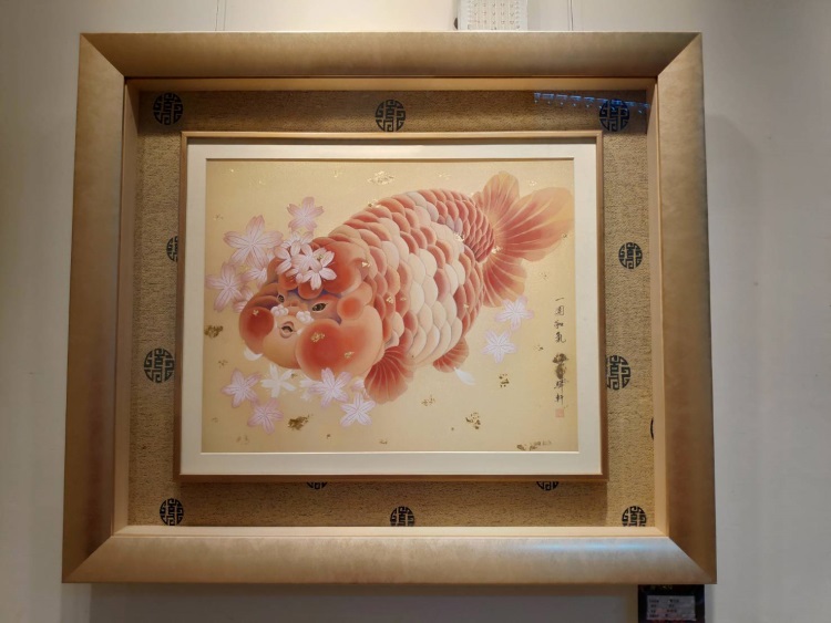 膠彩畫：一團和氣，作者：葉驊軒