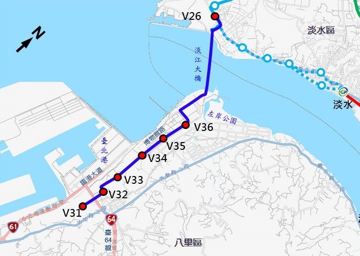 八里輕軌路線圖