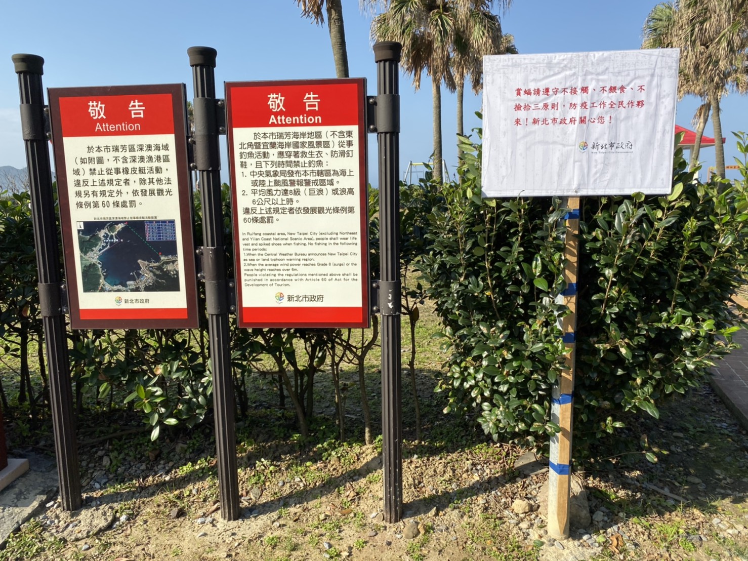瑞芳蝙蝠洞設立告示牌宣導野生動物防疫