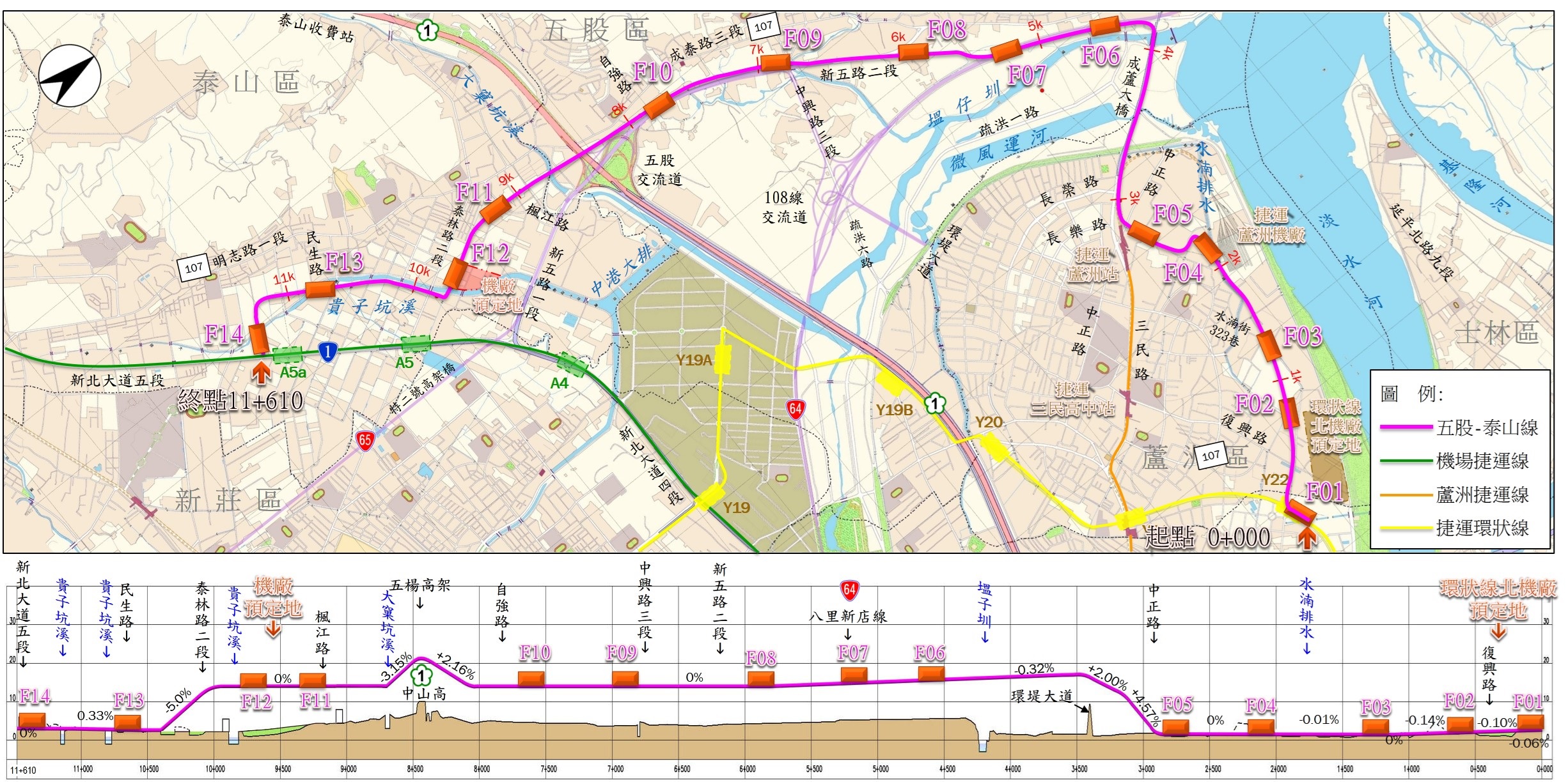 五泰輕軌路線示意圖