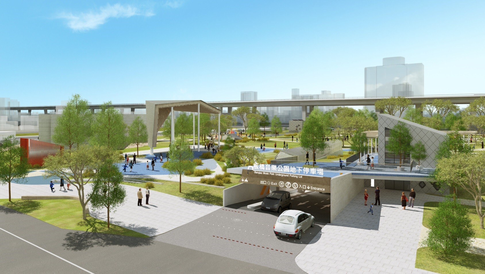 板橋第一座前瞻停車場─音樂公園地下停車場8月完工