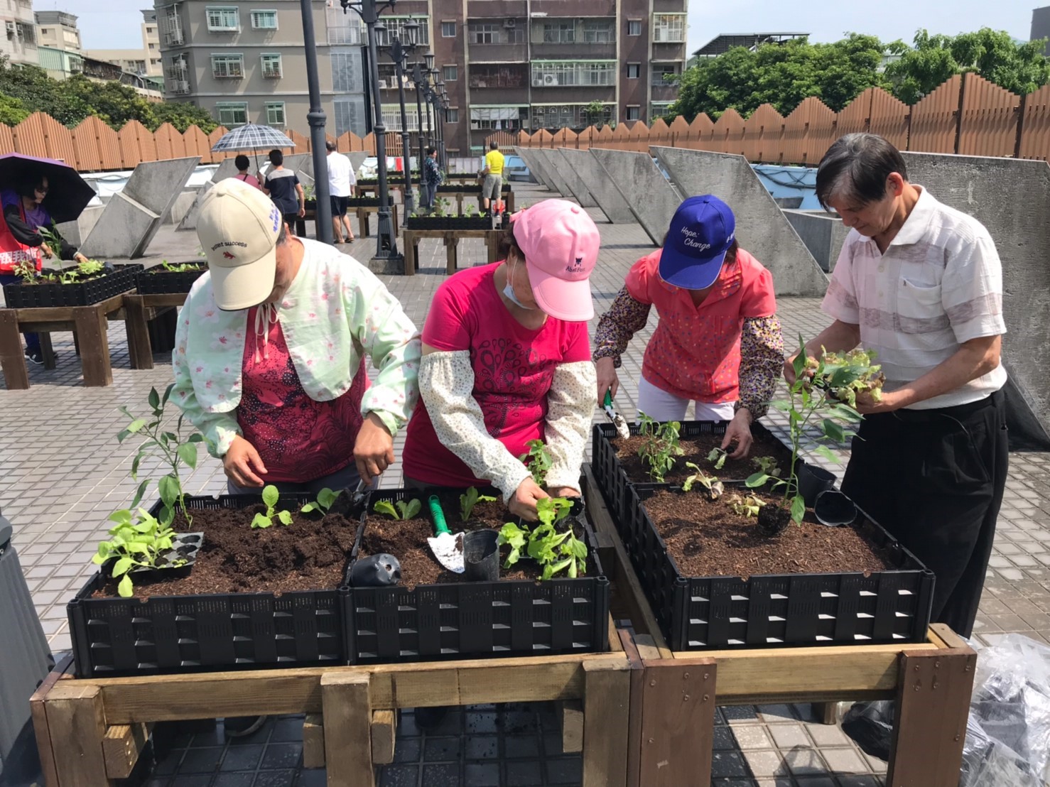 善用立體停車場頂樓空間設置植物生長箱種植可食地景