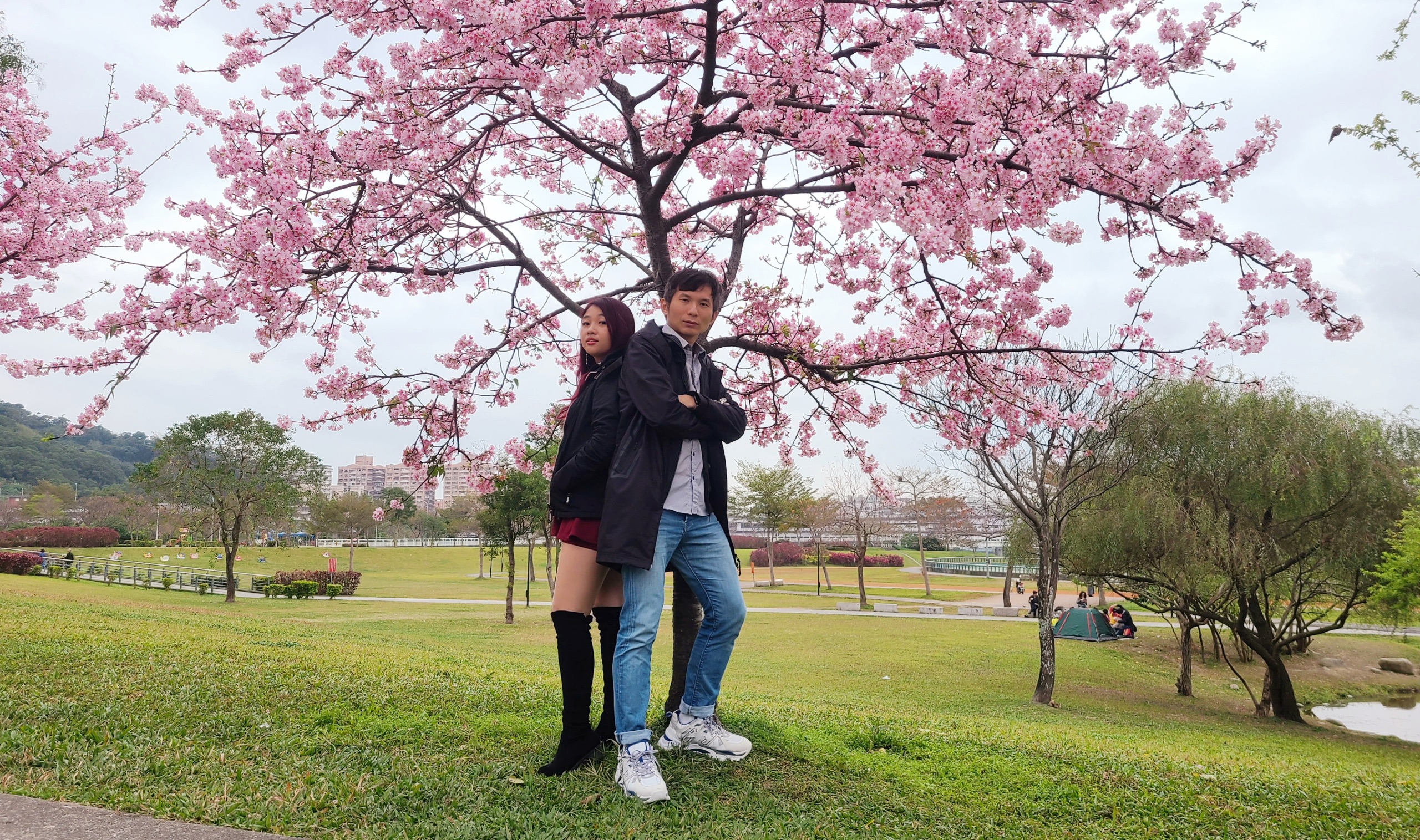 貼心提醒民眾，進入公園敬請配合相關防疫措施，請民眾賞櫻時應配戴口罩、勤洗手及保持安全社交距離，落實防疫作為，為防疫作業共同盡一份心力