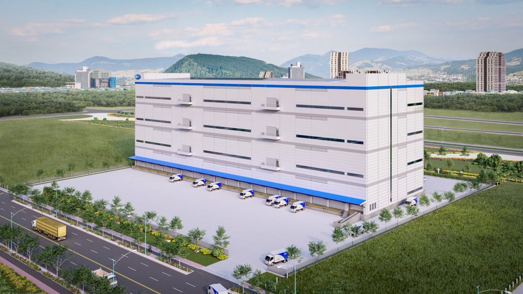 新竹物流海運快遞暨新北區轉運中心模擬照(新竹物流提供)