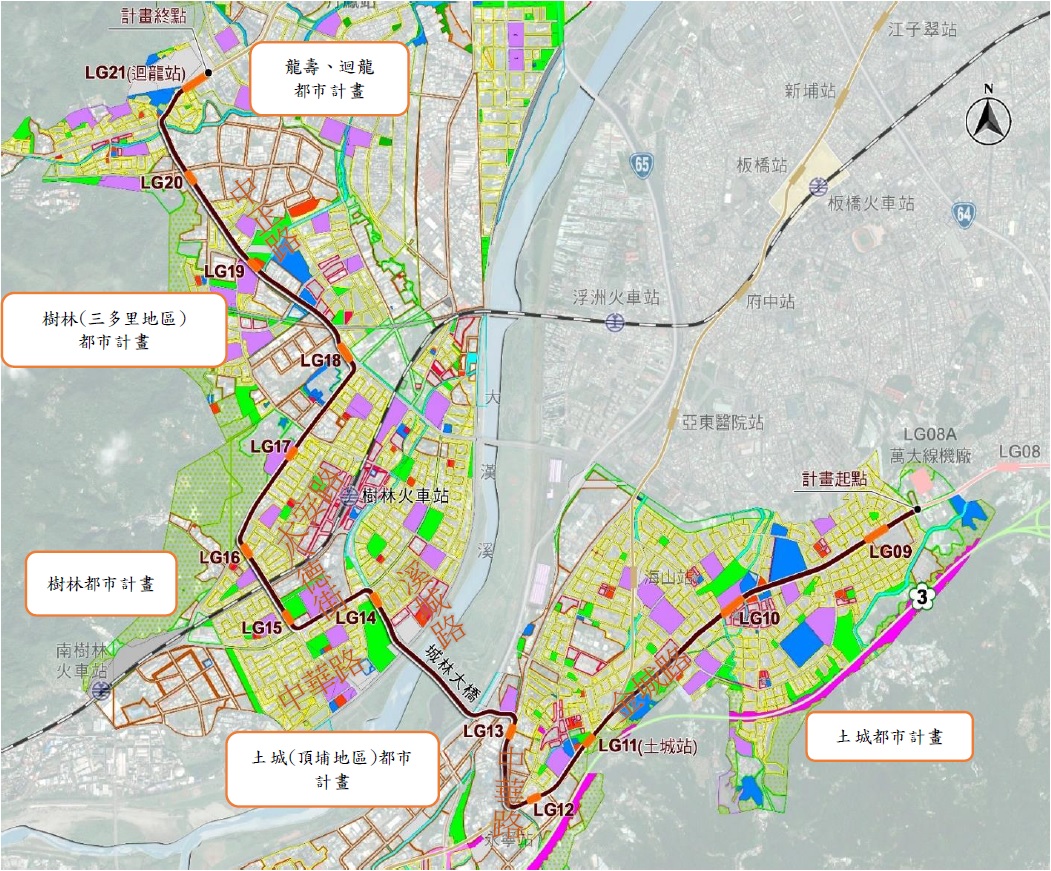 新北樹林線路線示意圖