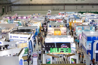 2021「Touch Taiwan」智慧顯示展首次劃設新創主題館，新北市團隊將展現各式場域智慧應用(圖為2019Touch Taiwan展場現場)
