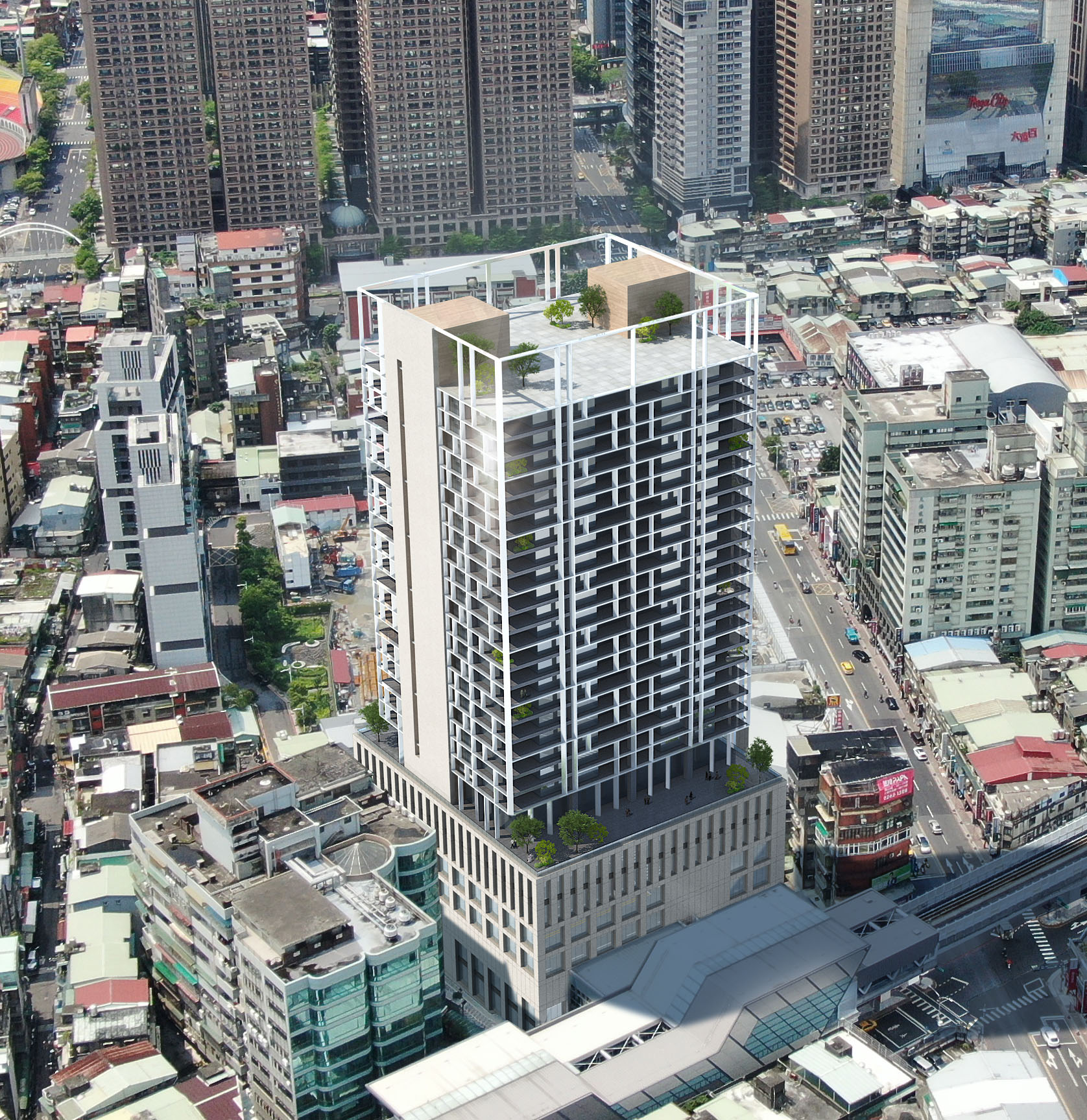 板新站土地開發量體模擬圖