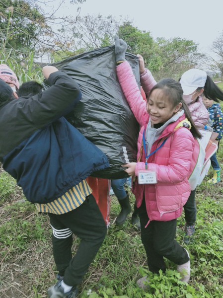 鹿角溪溼地小小水環境巡守隊清除小花蔓澤蘭