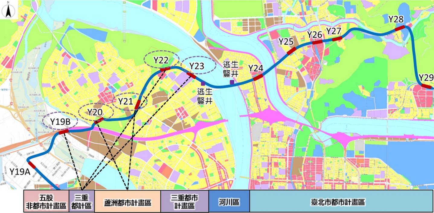 環狀線第二階段北環段行經都市計畫位置示意圖