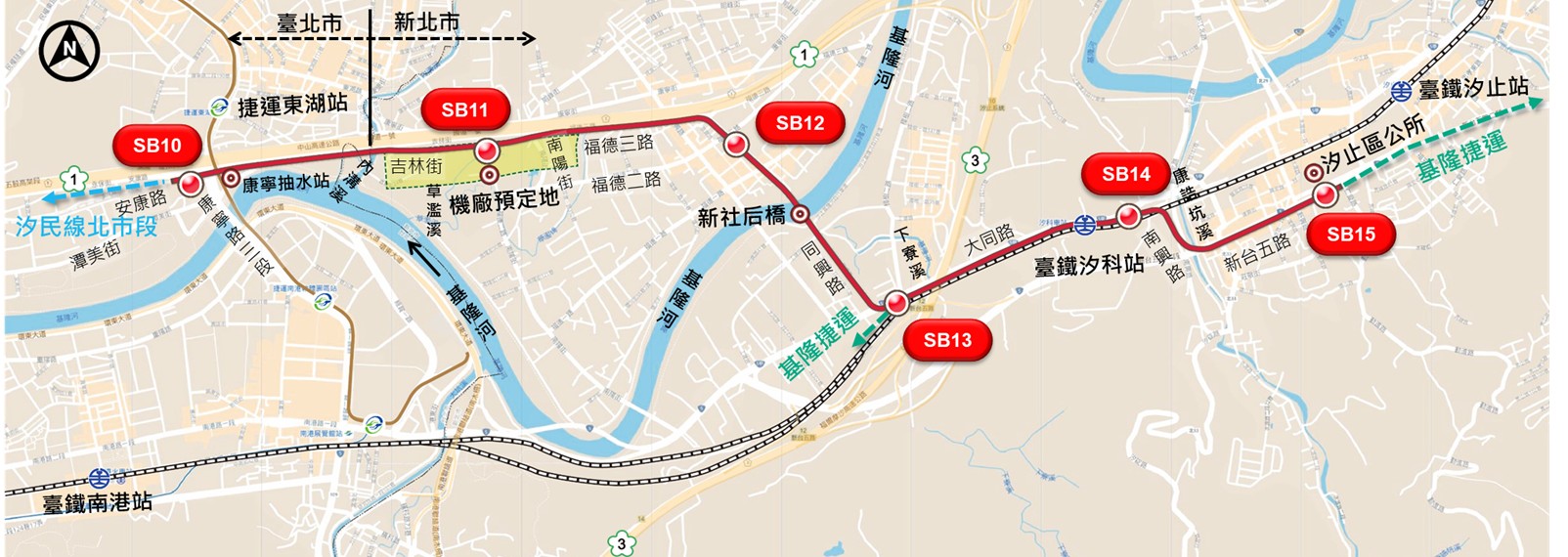 汐東捷運路線圖