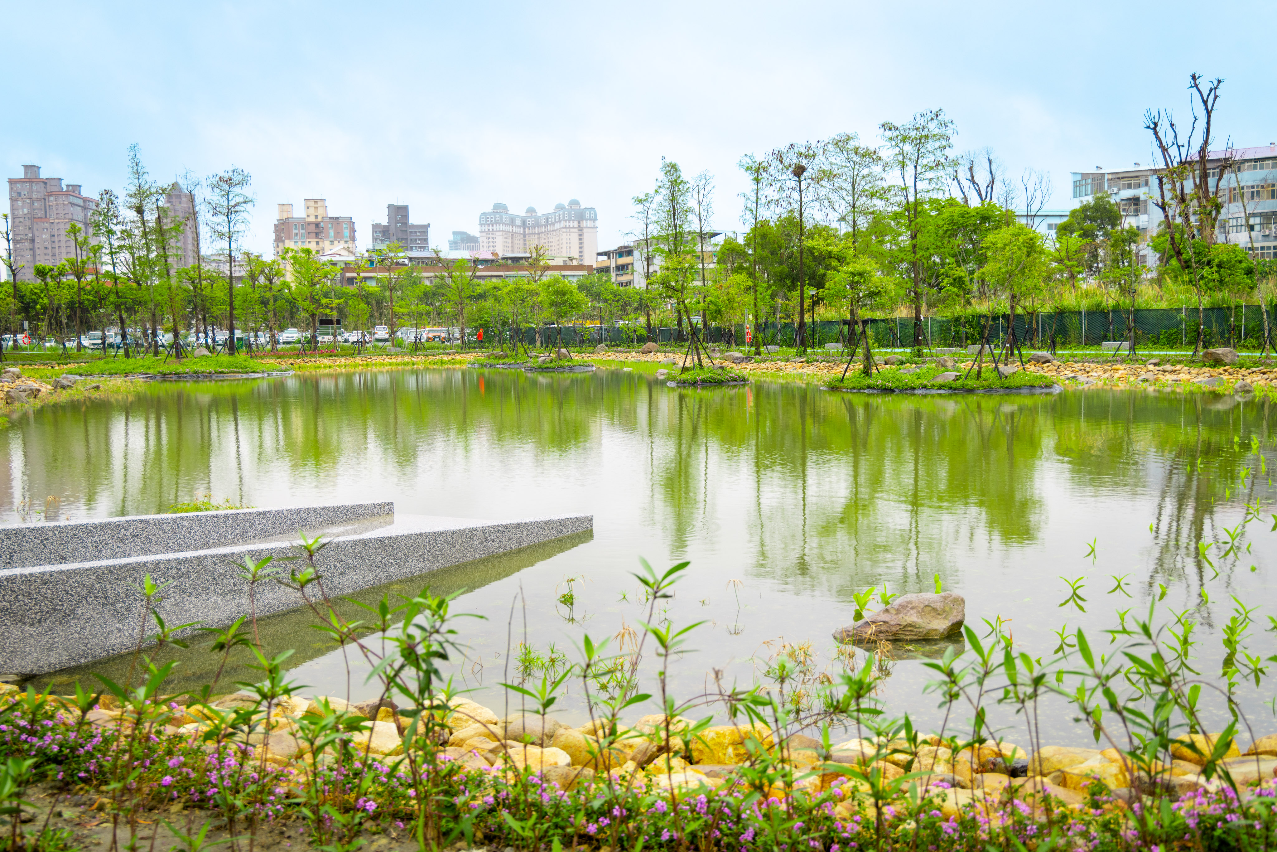綠湖公園不僅提供在地居民休閒最佳去處，也兼顧水利防洪功能