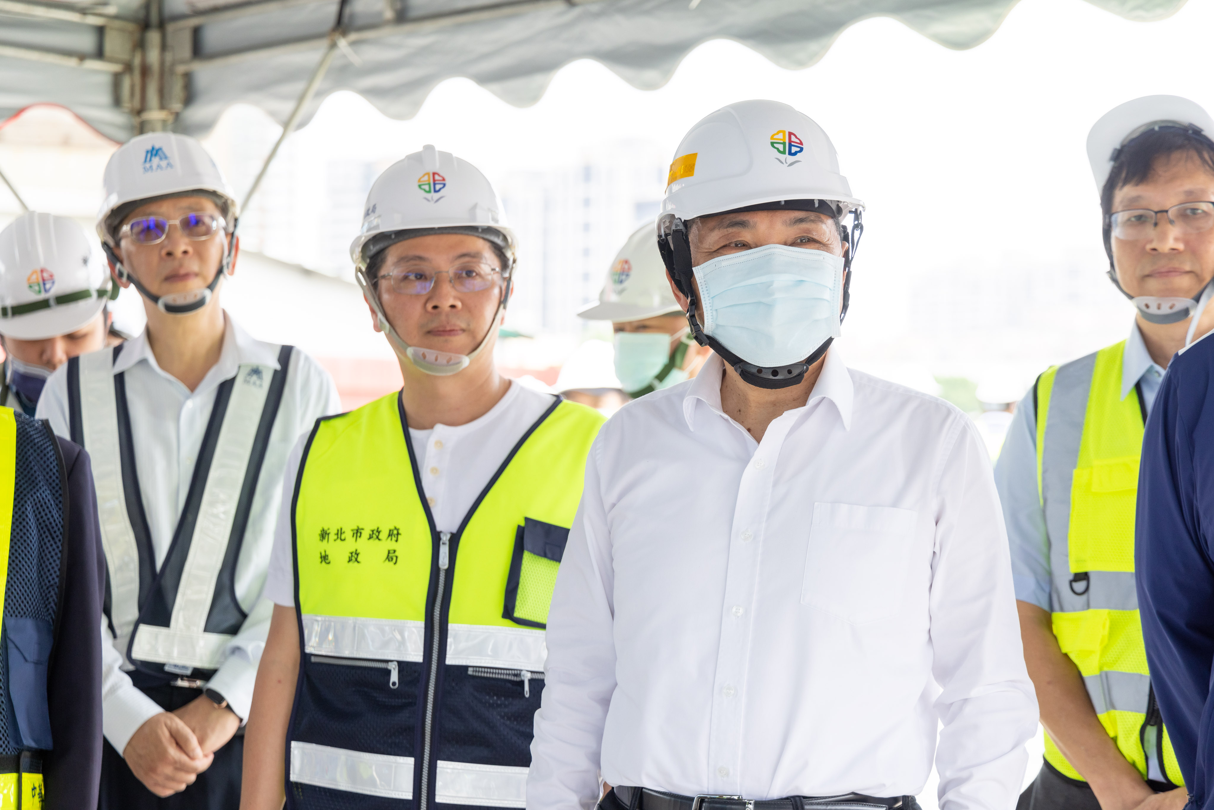 視察「廣停三」地下滯洪池工程，侯友宜市長期盼年底如期完工解決塭仔圳積淹水問題
