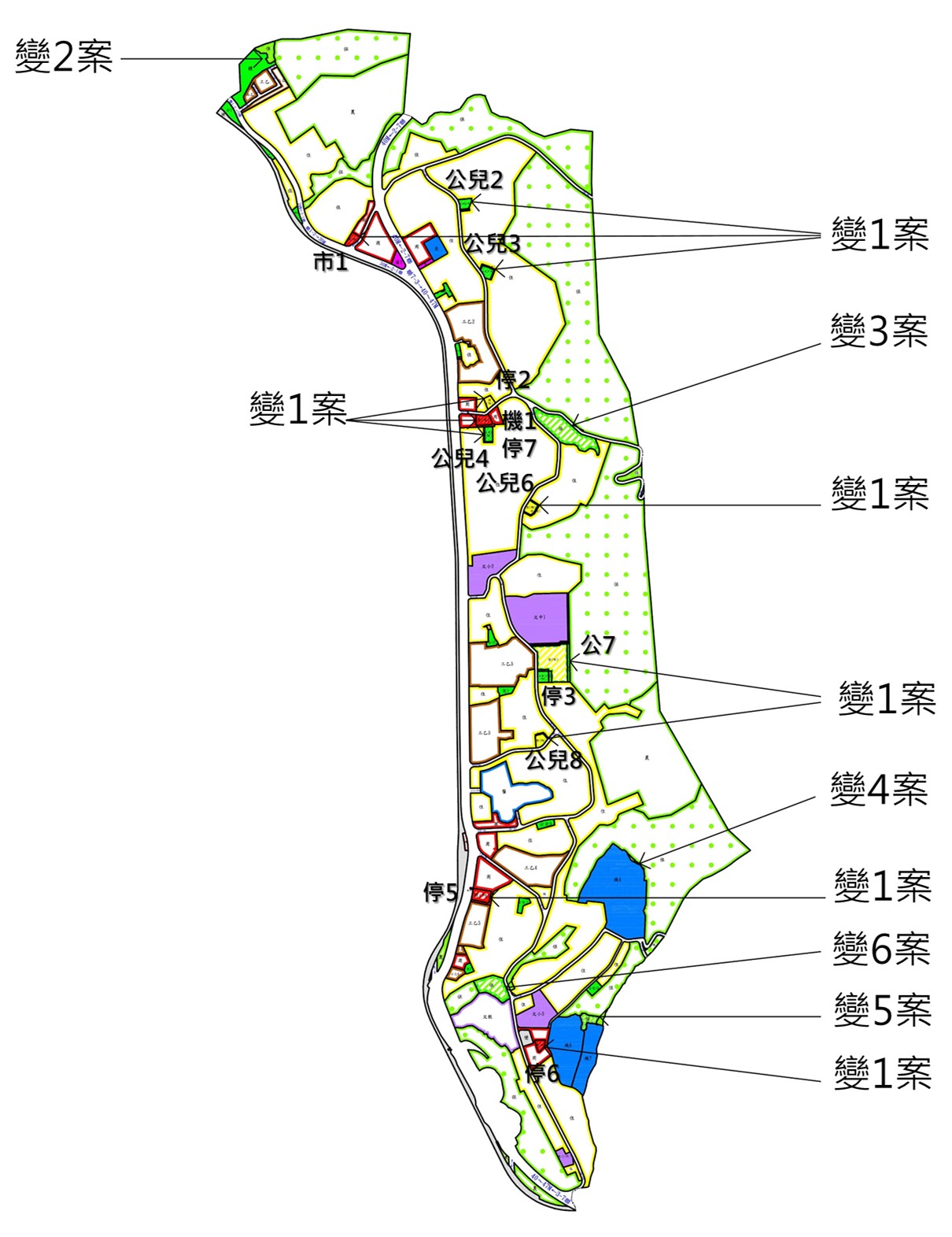 竹圍公設通檢變更示意圖。