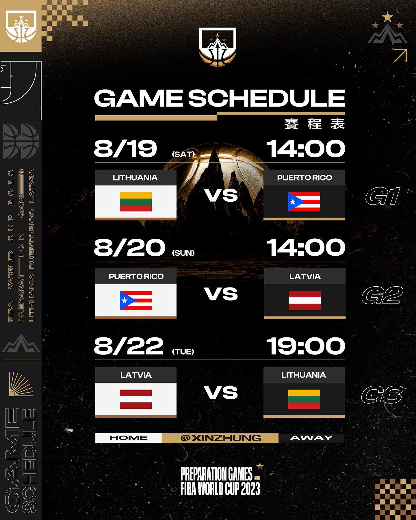 FIBA世界盃2023新北熱身賽賽程(資料來源：悍創運動行銷).