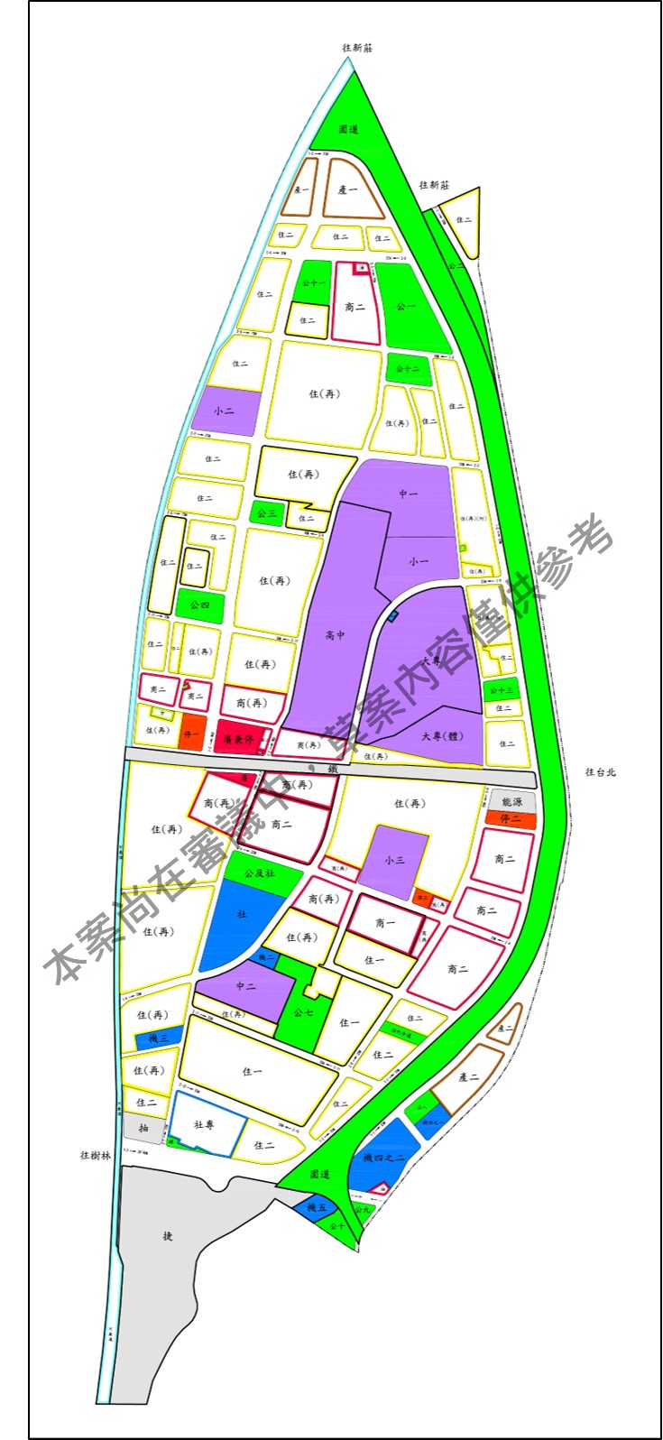 板橋浮洲細部計畫草案示意圖。