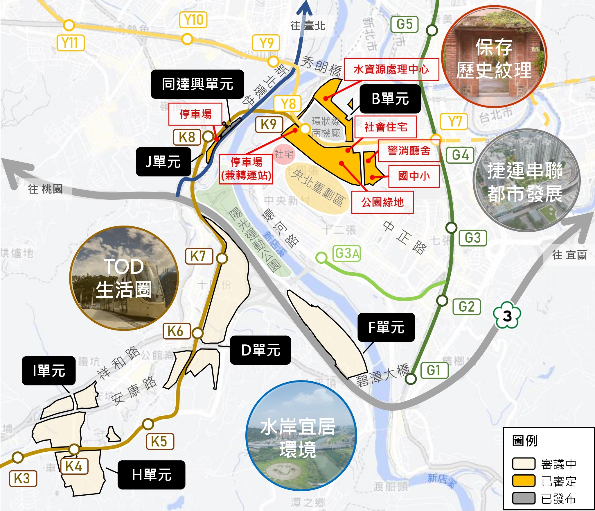 新店整體開發區示意圖。