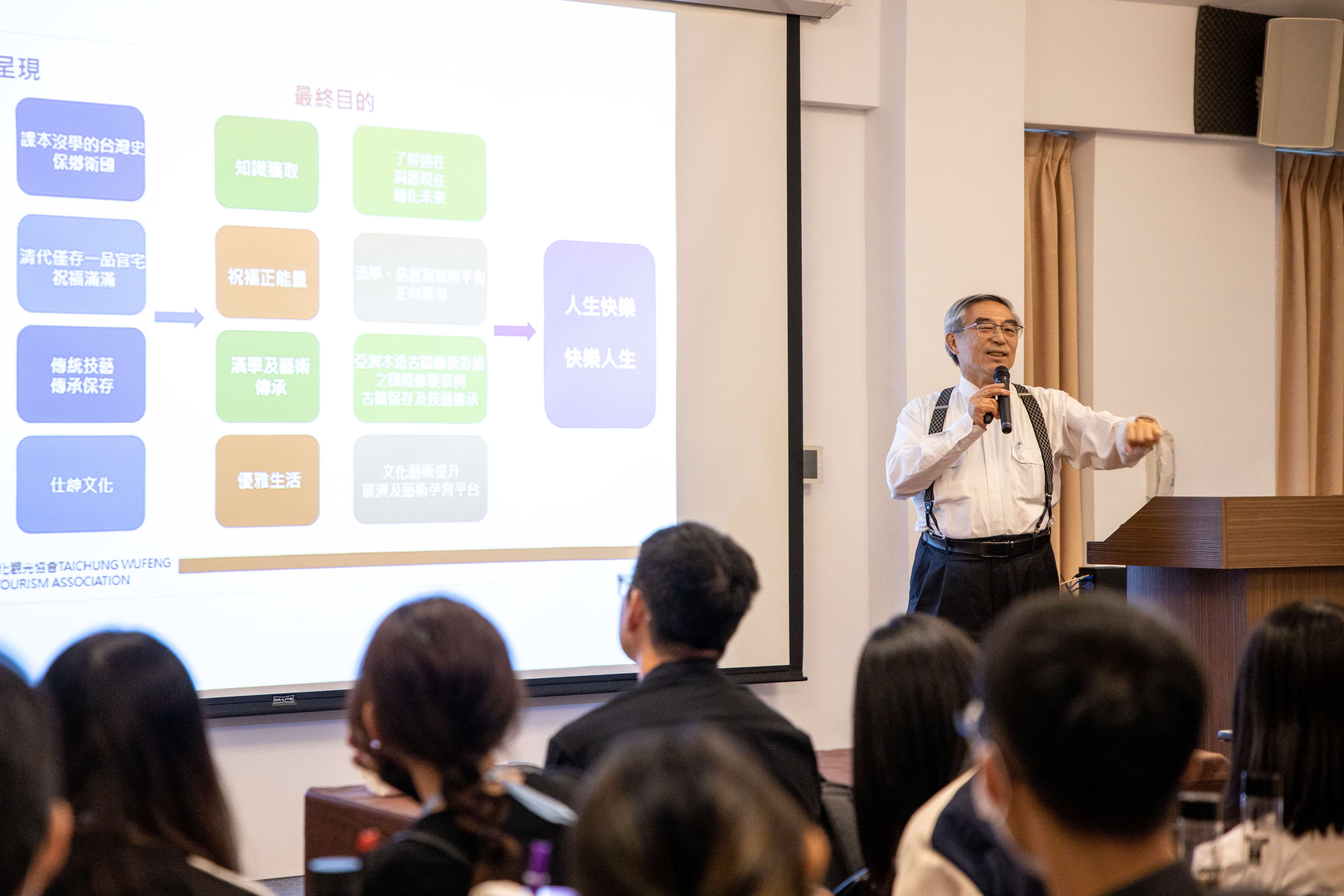 林俊明董事長熱情分享經營文資場域的經驗與籌辦推廣活動的過程。