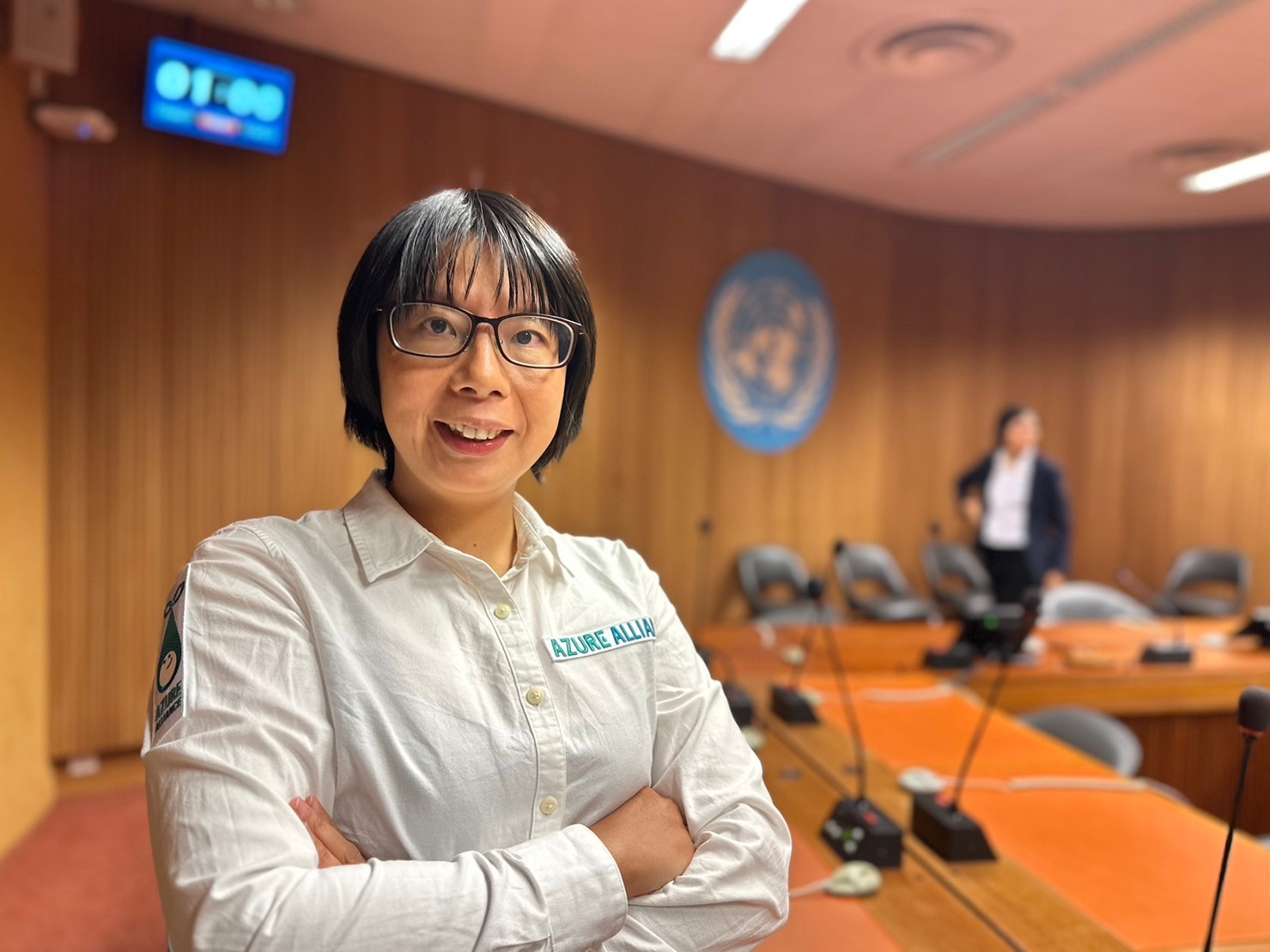 臺灣湛藍海洋聯盟執行長陳思穎於會議上強調智慧無人船「湛鬥機」可以低碳排的方式來清理漂浮性海洋廢棄物，並減低人員落海風險。