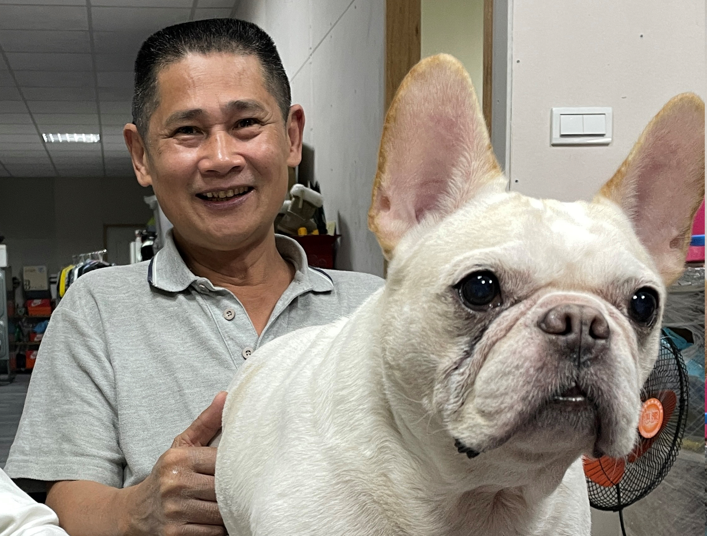 泰山區飼主高整義與10歲毛寶貝果弟的生活合照