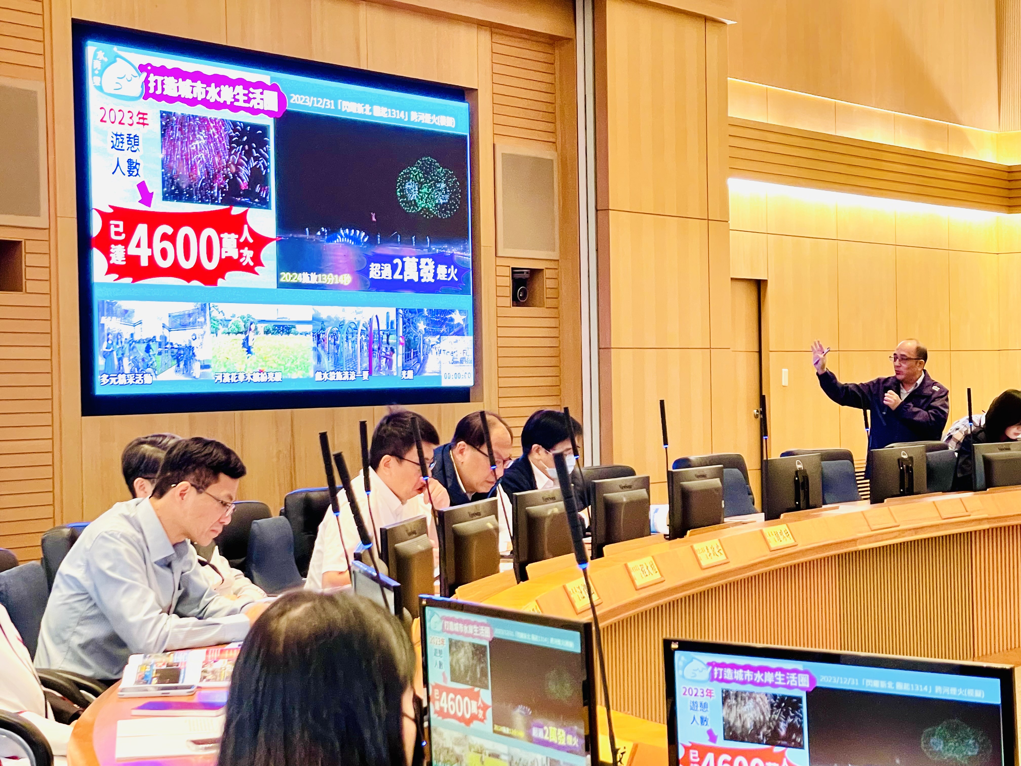 今(13)日上午市政會議專題簡報由水利局宋德仁局長主講「破舊去痾創新 打造新北水利黃金四年」