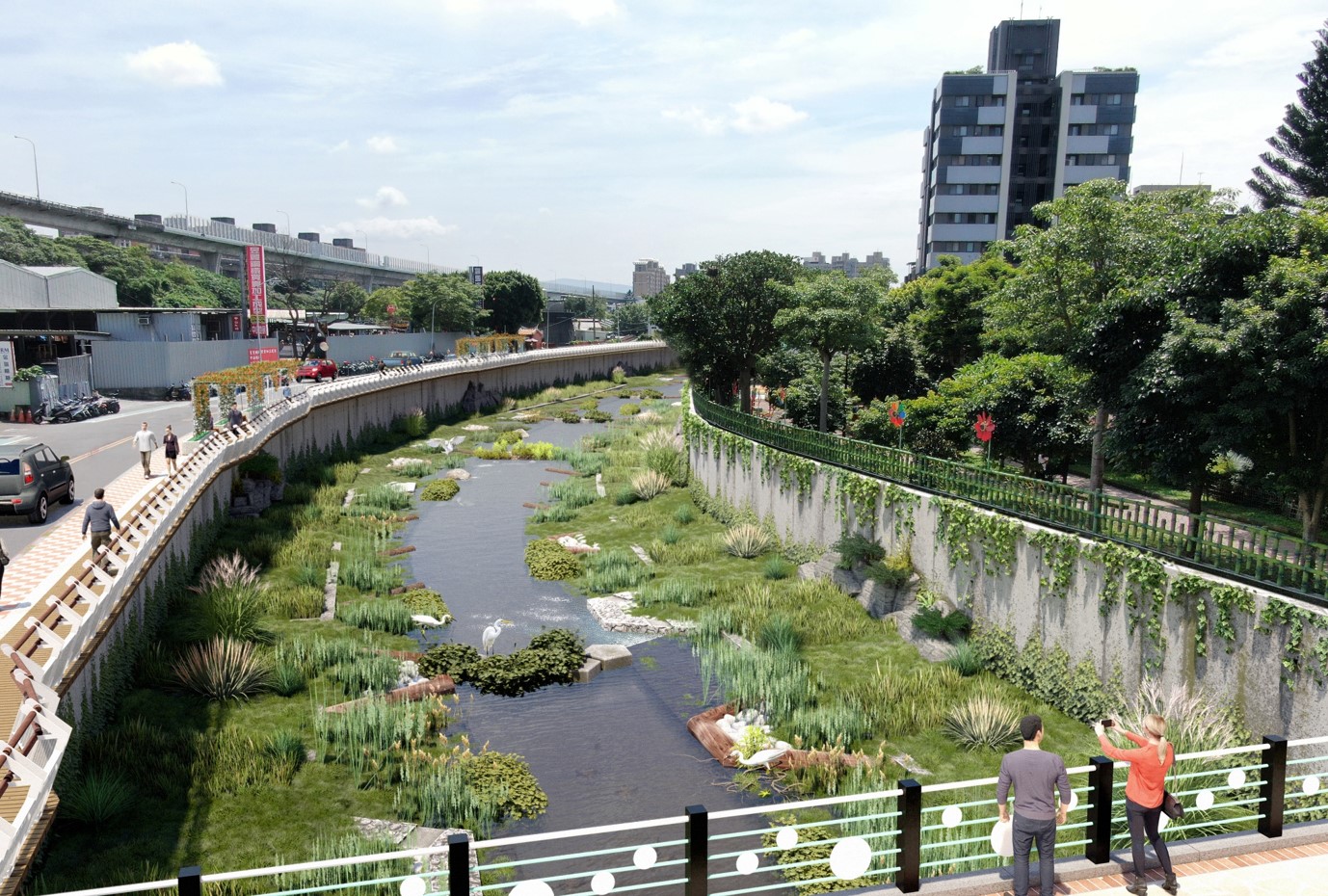 大窠坑溪向上游持續推動河川環境營造(示意圖)