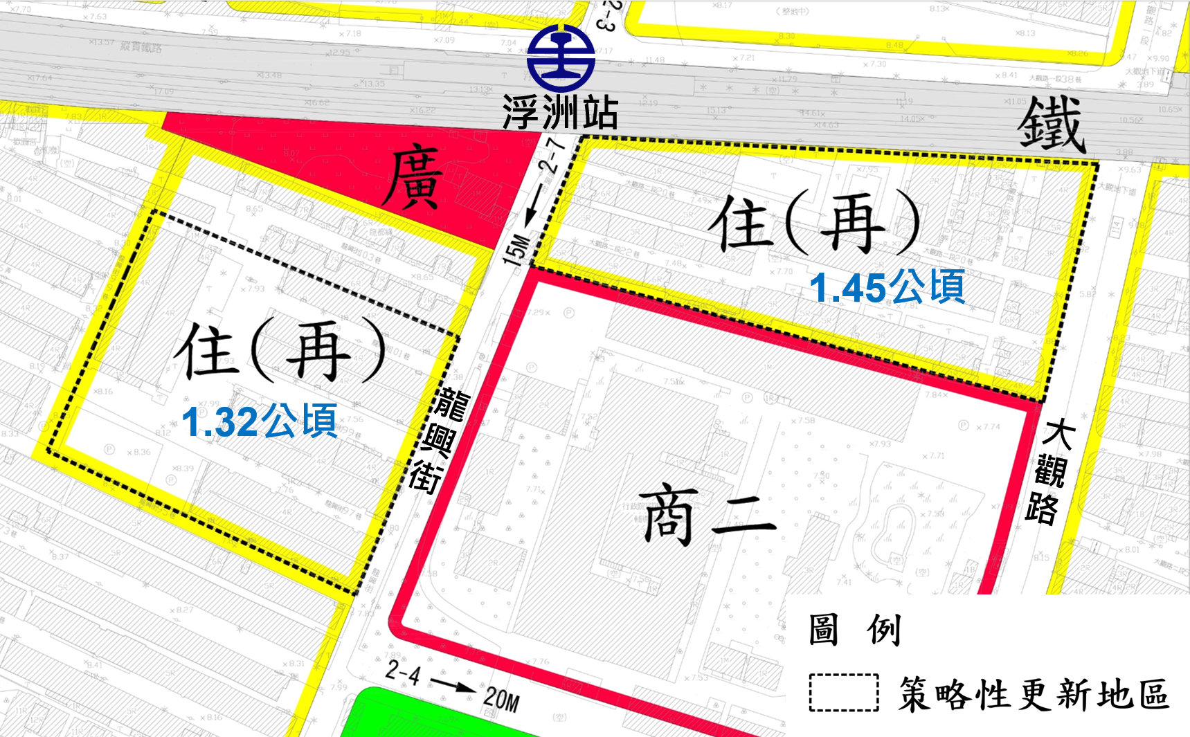 劃定策略性都市更新地區範圍示意圖。