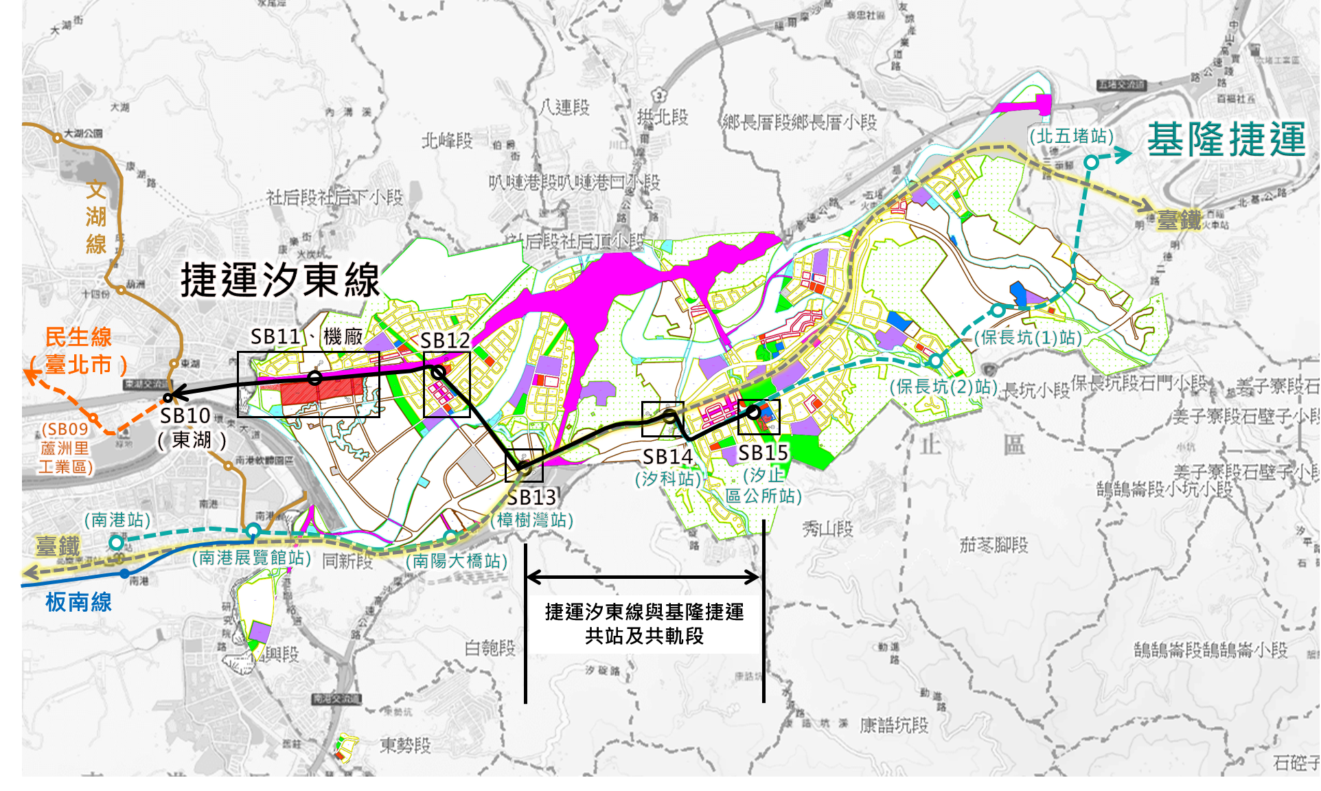 捷運汐止東湖線路線示意圖。