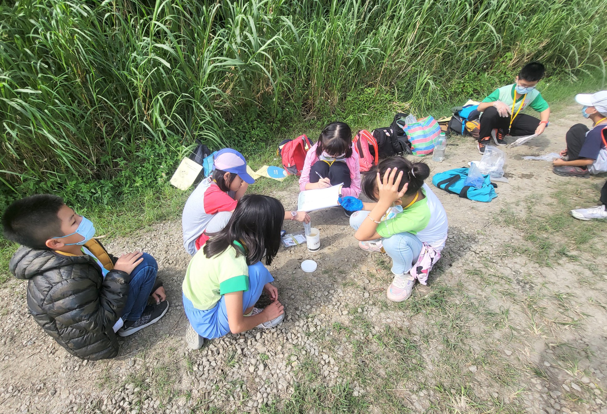 鹿巡隊員們於濕地進行水質檢測