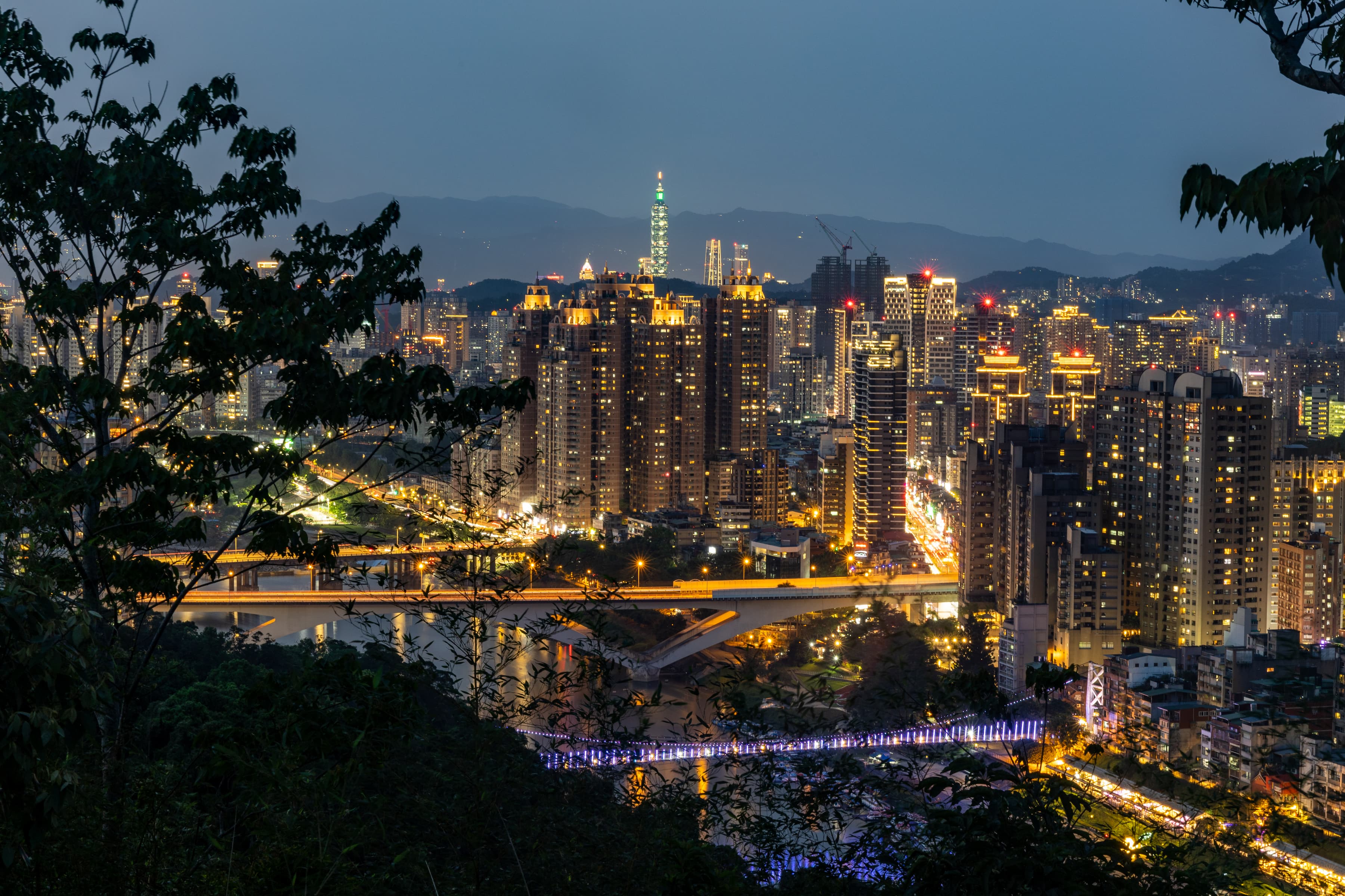 來到和美山步道除了可以賞螢，登到山頂還可遠眺台北101的美麗夜色。