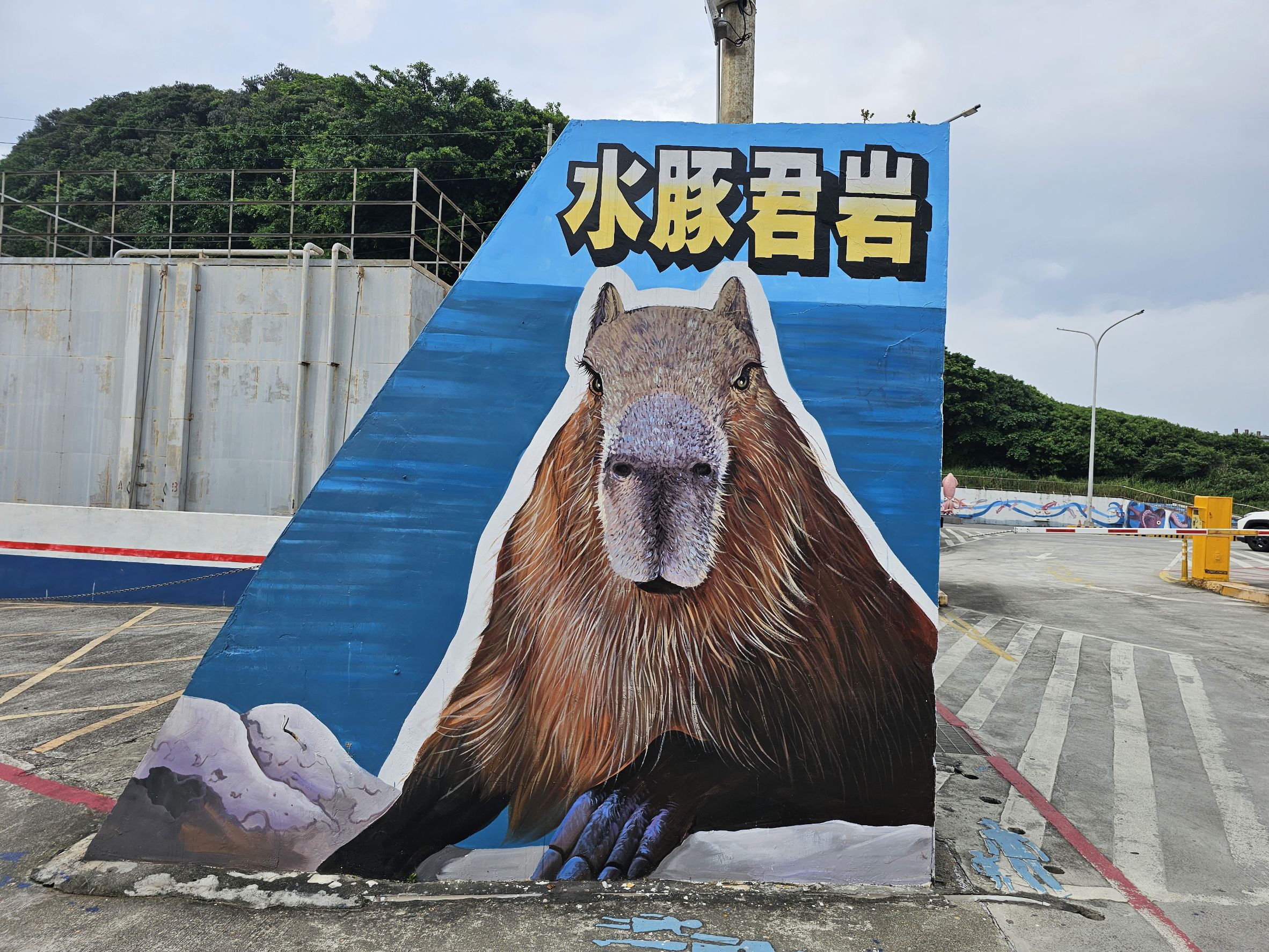 深澳漁港第1停車場水豚君壁畫
