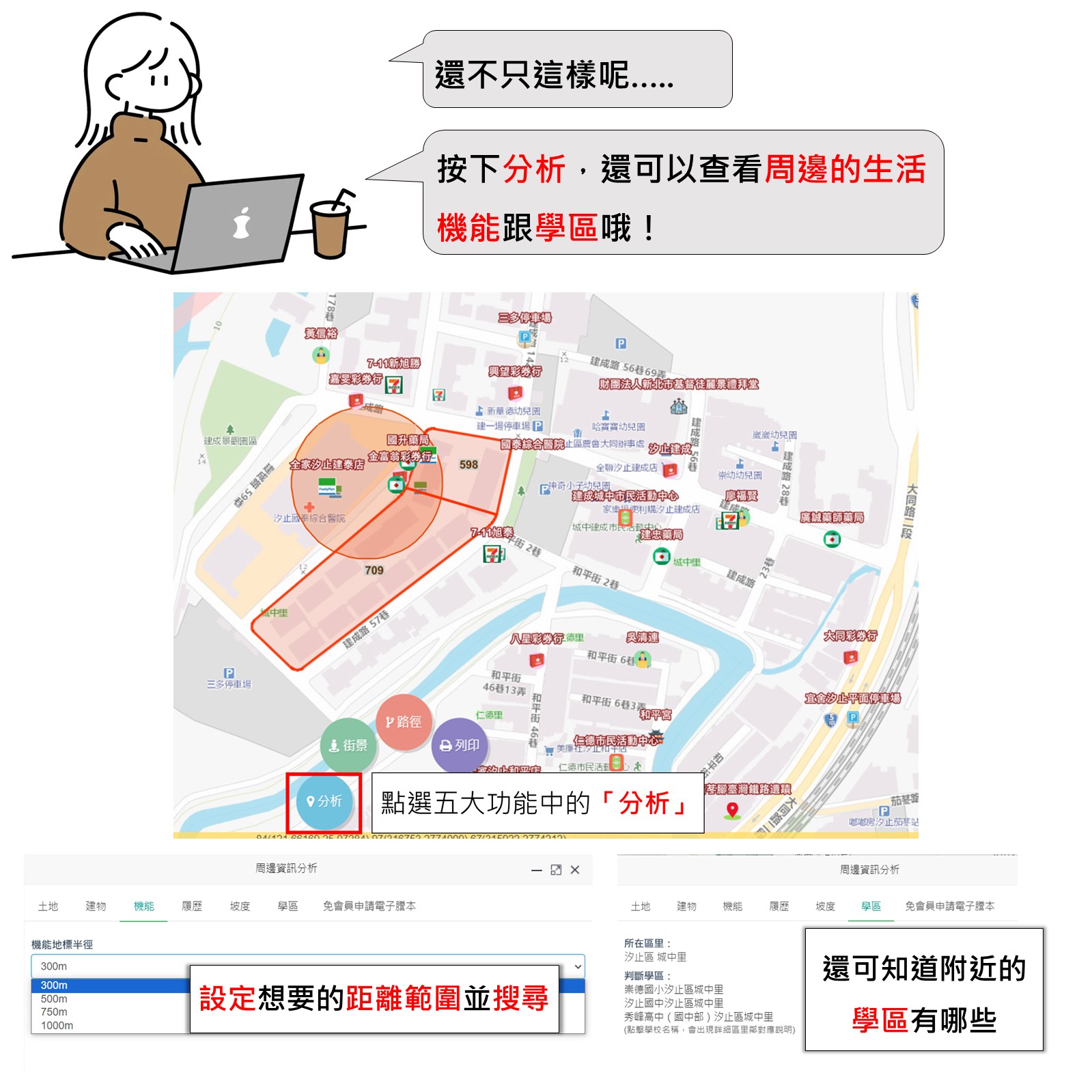 愛連網「周邊生活圈」查詢