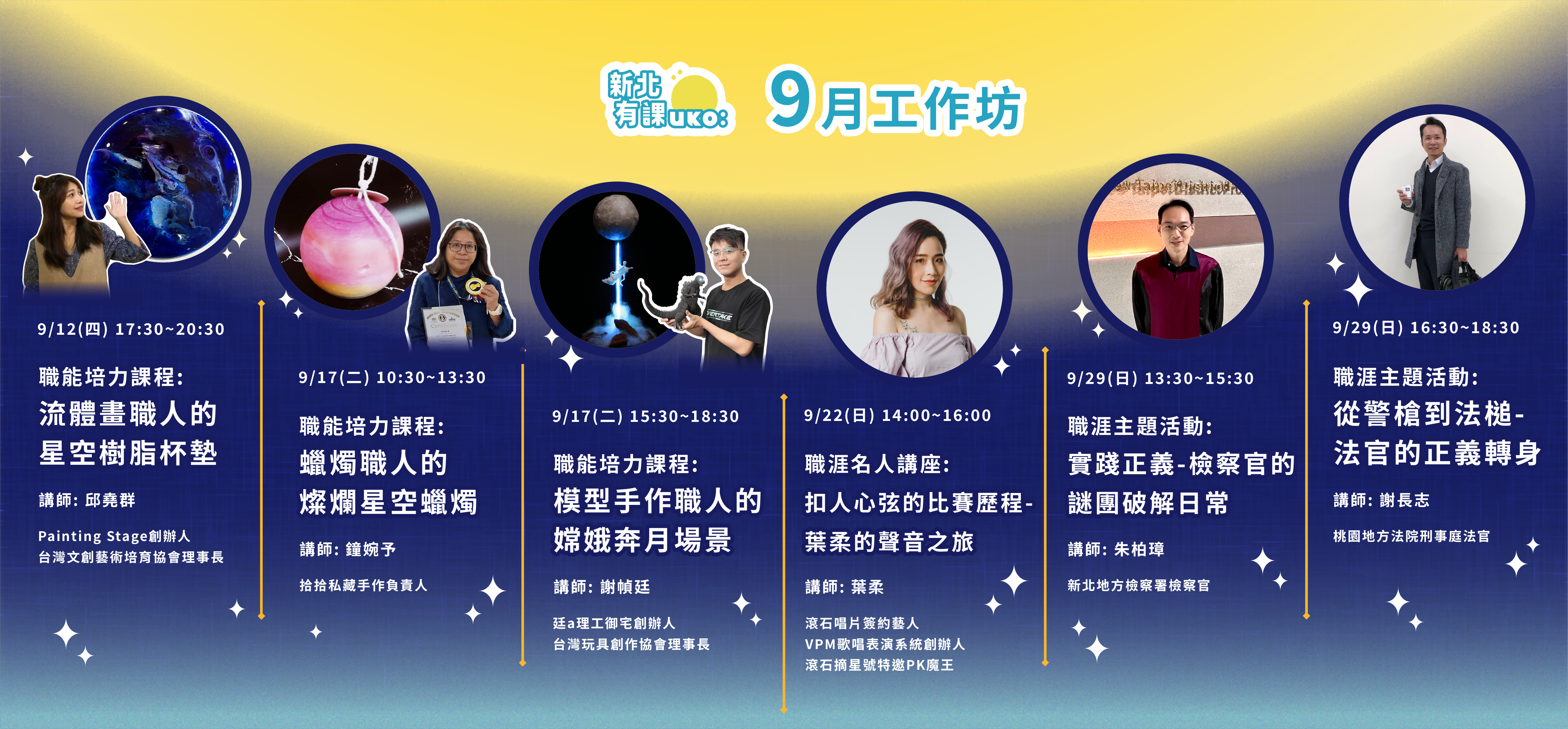 02-新北市青職基地在 9 月推出 6 堂關於司法人員職涯講座及手作課程。