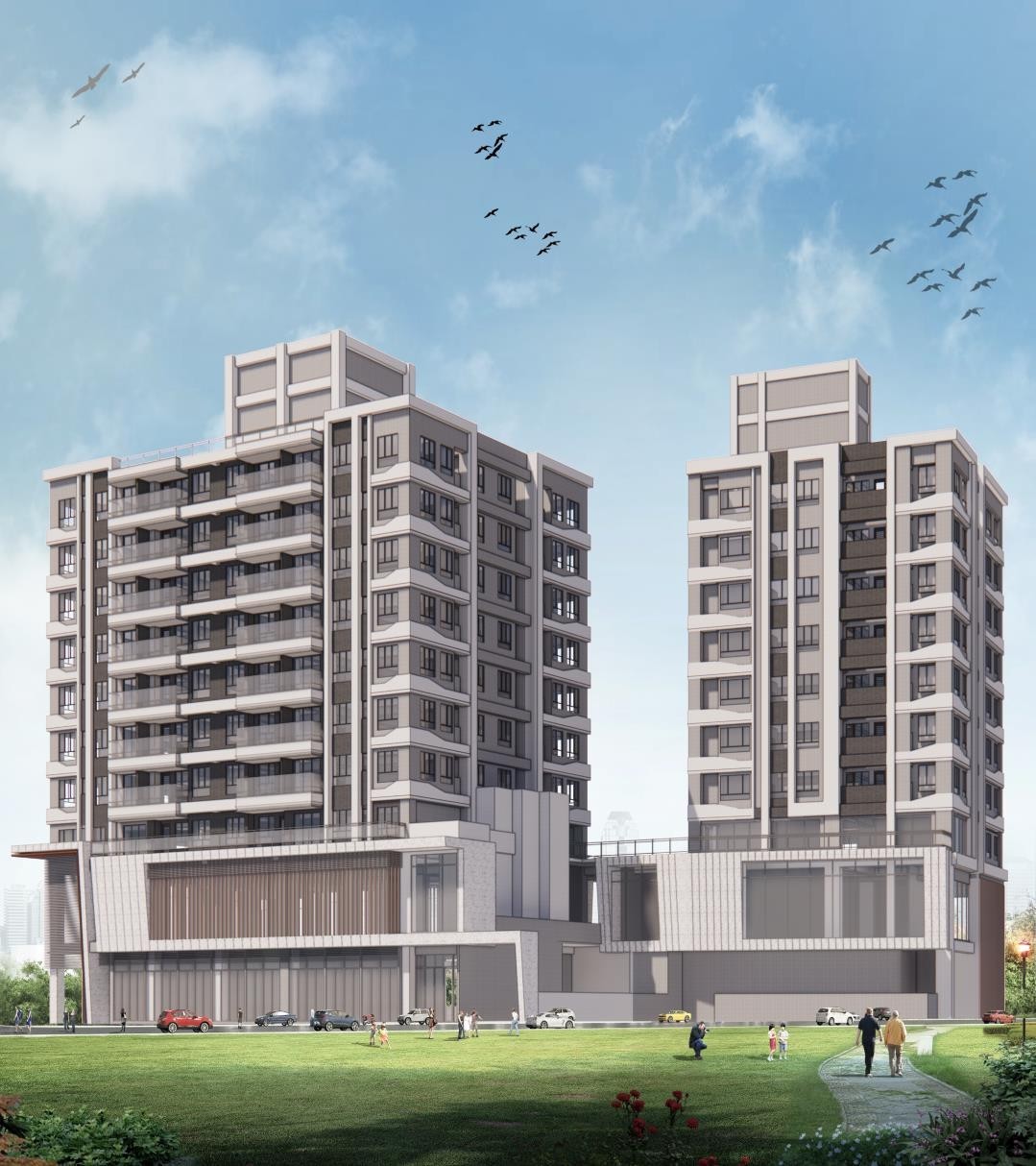 圖說：金山第一市場更新後建築量體模擬圖(本圖面資料為初步規劃，實際仍以實施者申請方案及新北市政府核定結果為準)