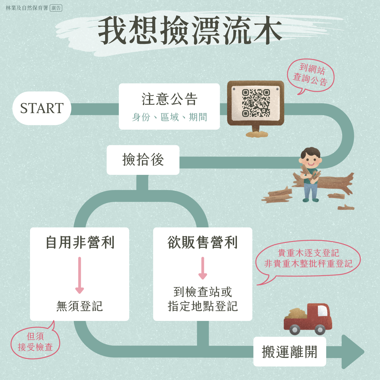  林業署撿拾漂流木說明文宣