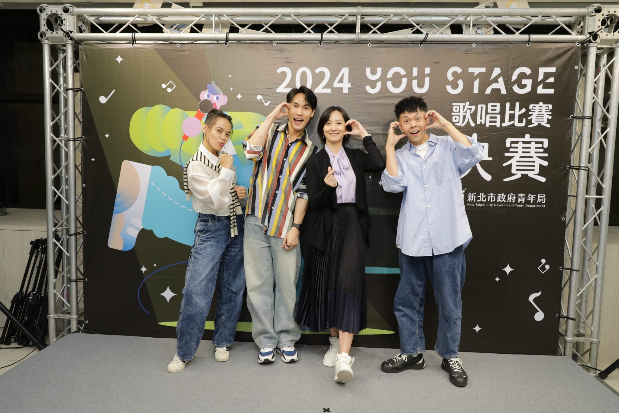 2024 You Stage 歌唱比賽邀請《聲林之王2》吱吱（郭芝吟）、《超級星光大道1》周定緯，以及《超級偶像4》冠軍曾昱嘉（從左至右）擔任決賽評審團。