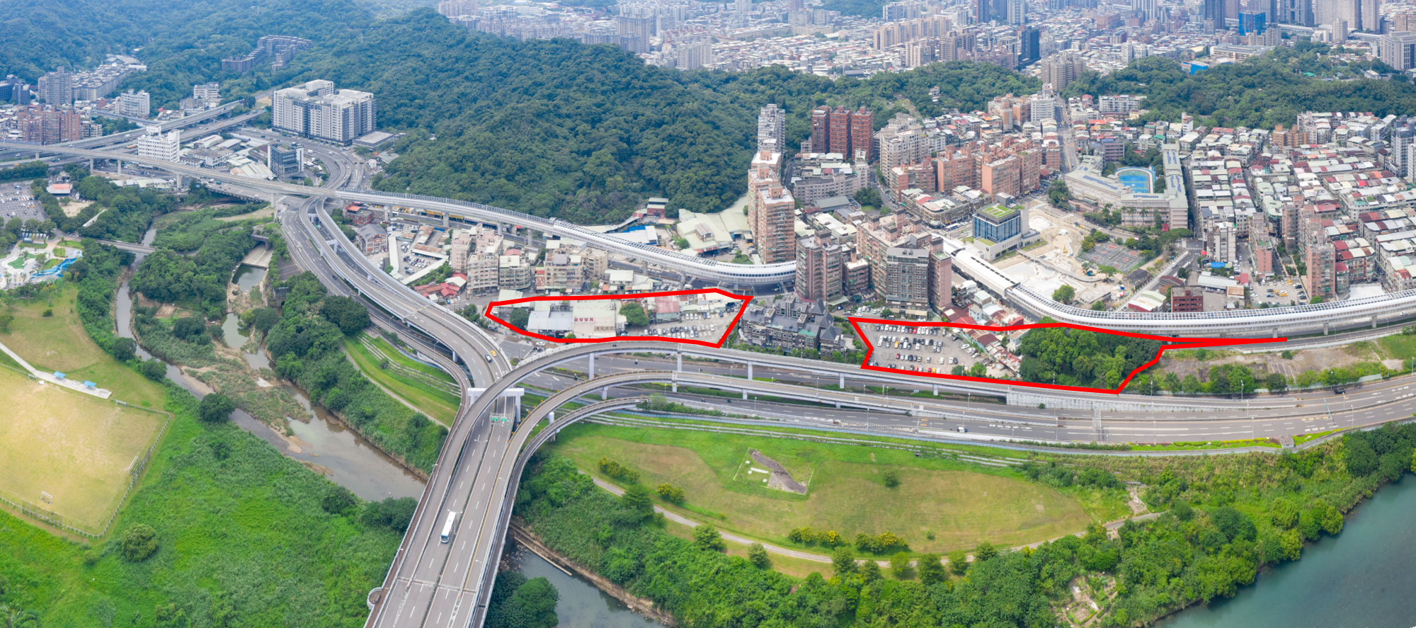 新店安坑輕軌K8站周邊地區(J單元)區段徵收案及周邊地區現況圖。新北地政局提供