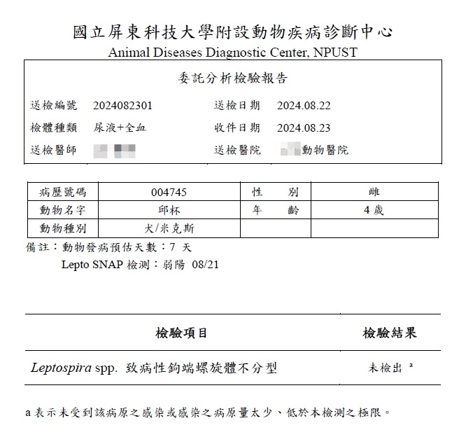 檢驗結果：弱陽