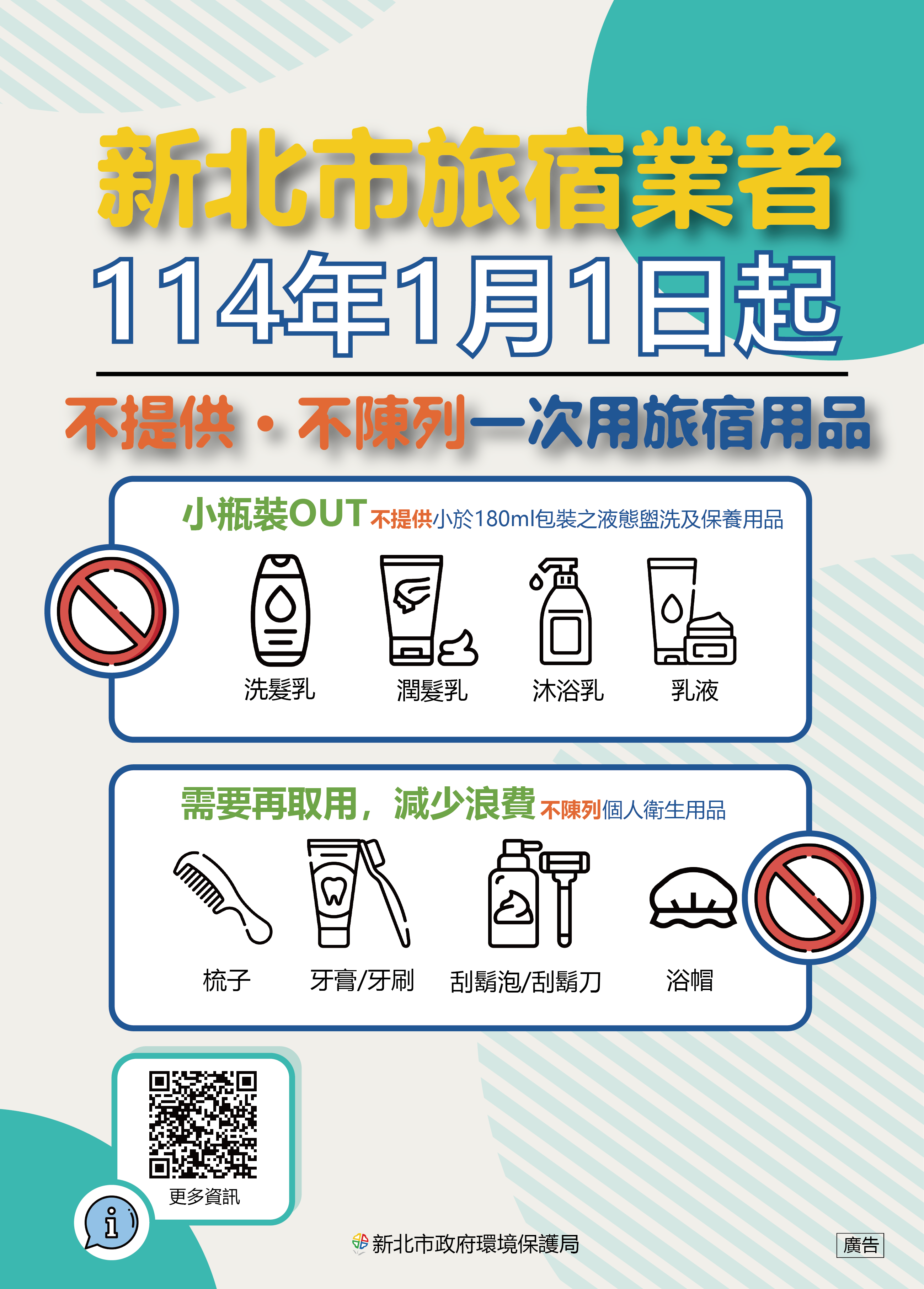 旅宿業不提供一次性旅宿用品宣導海報