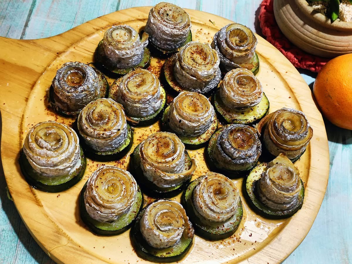 鹽烤白帶魚卷佐櫛瓜