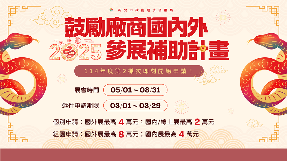 114年度第2梯次參展補助於3月1日開放遞件申請