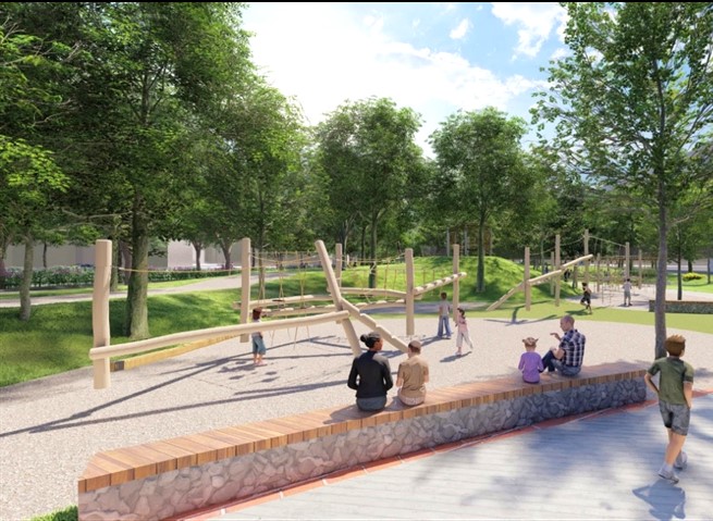 公兒十三公園使用自然素材營造大樹遊戲自然遊戲區(示意圖)