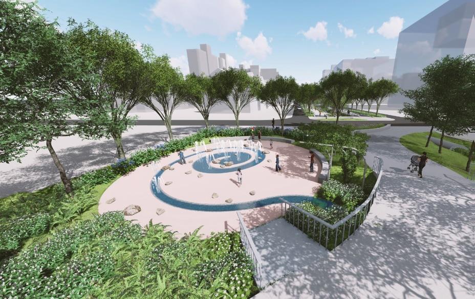 兒九公園採下凹地形空間包被戲水區(示意圖)
