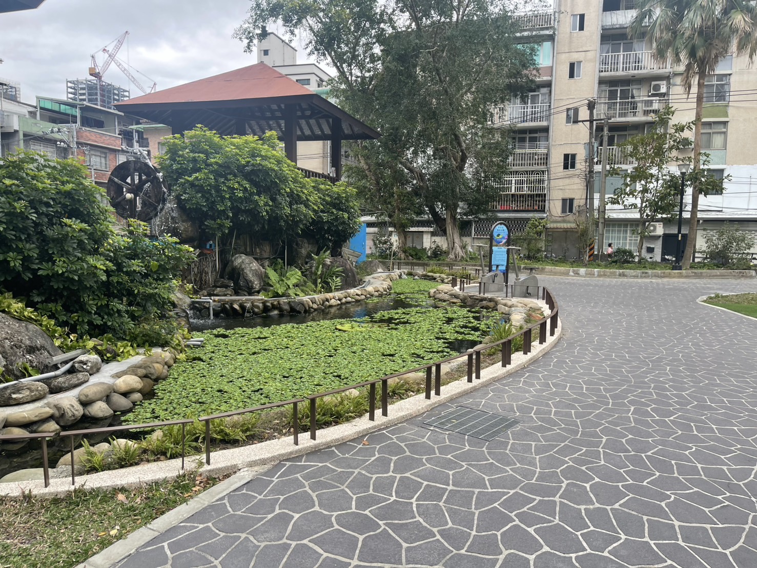 公園生態池池透過砌石、植栽，成為福民公園的一大特色
