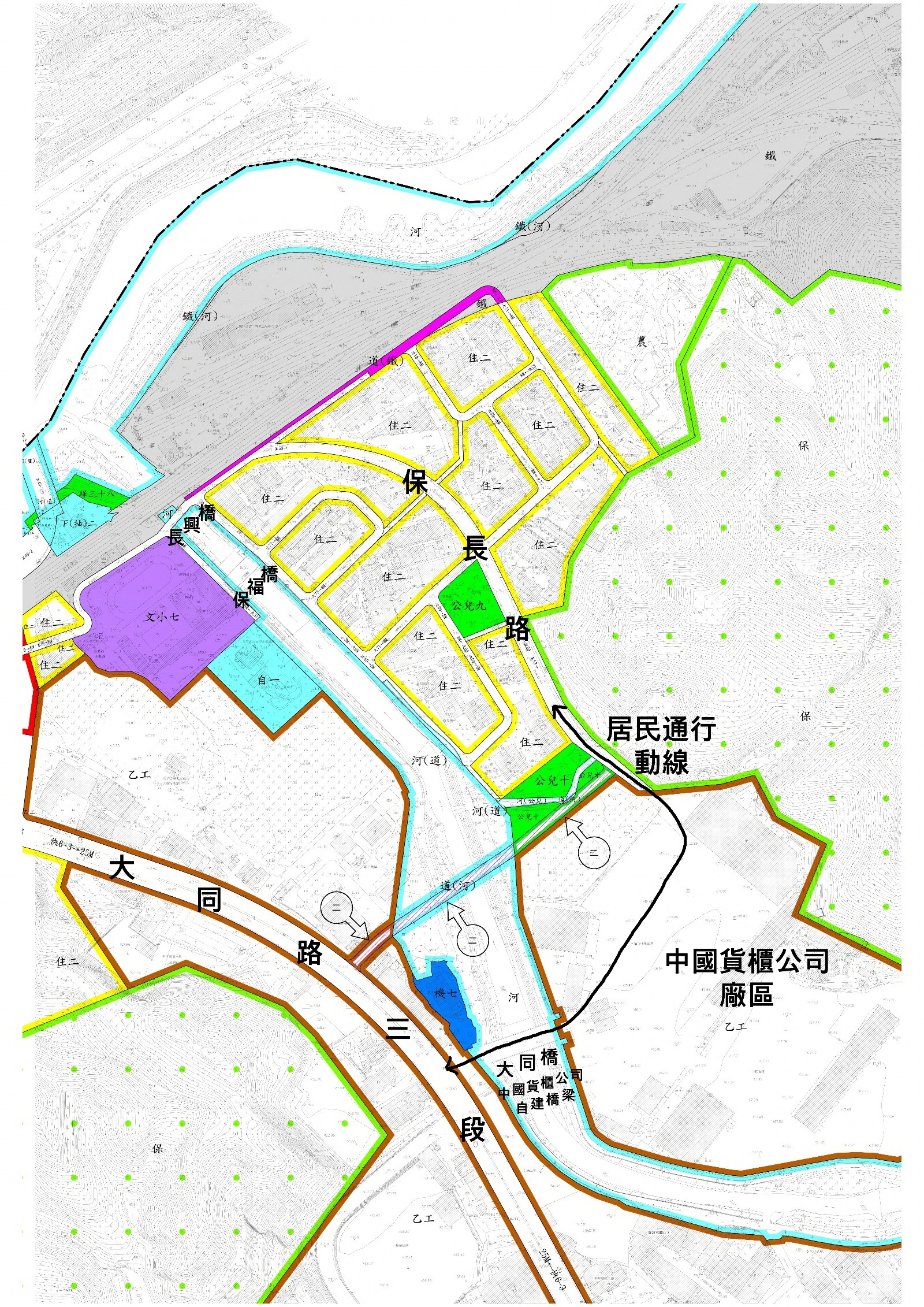 保長里新闢10公尺寬聯外道路變更案，納入汐止三通第二階段。 (1)