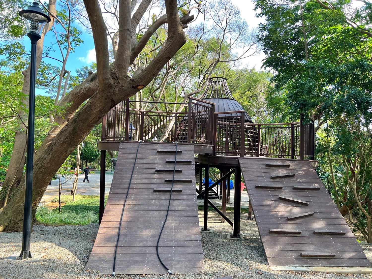 中和區嘉穗公園為本市城市覓徑之一，以森林健身房為主題，融入鳥、松鼠等森林動物概念設施，達成森林療癒與自然共榮共好的目標